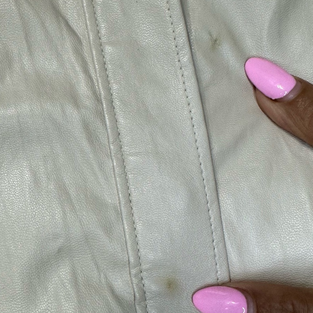 Prologue Cream Faux Leather Puff Poet Sleeve Button Duster Jacket /Dress - Picture 14 of 16